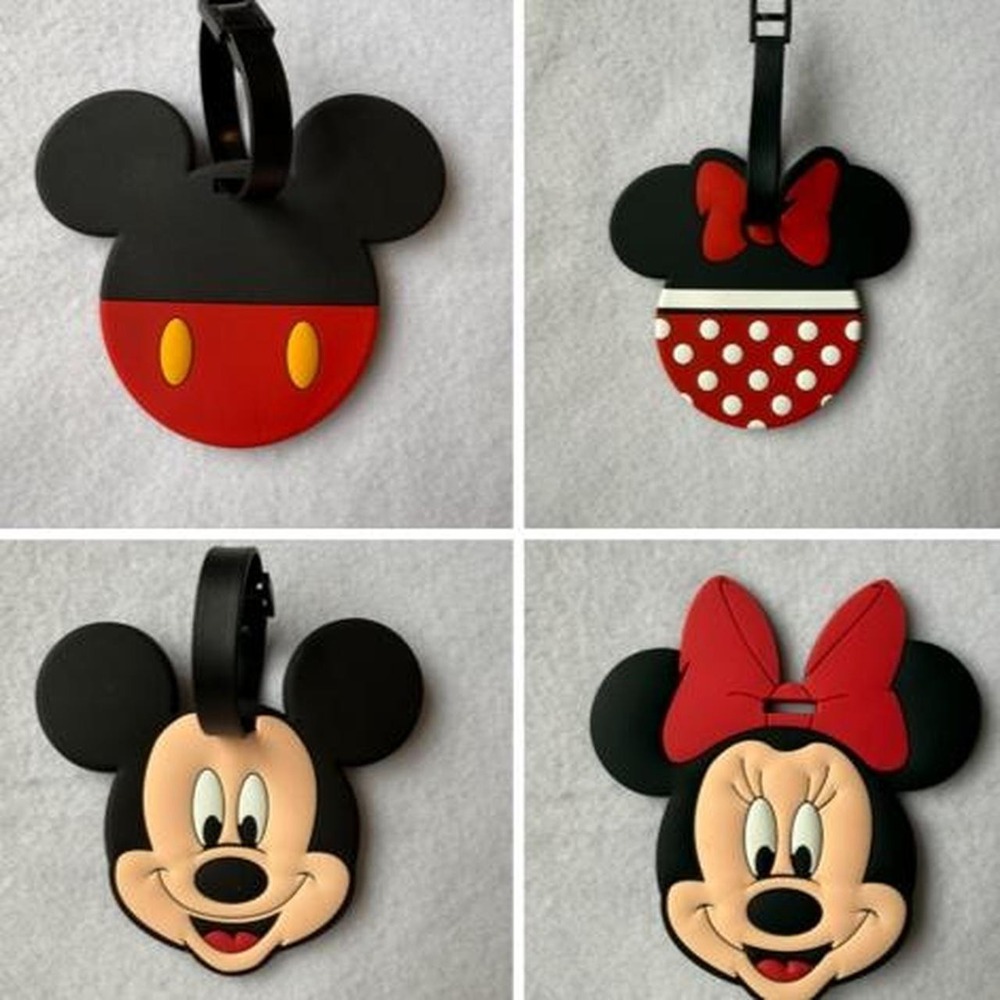 Disney Mickey & Minnie Mouse Luggage Tag Set Travel Suitcase Bag Tags